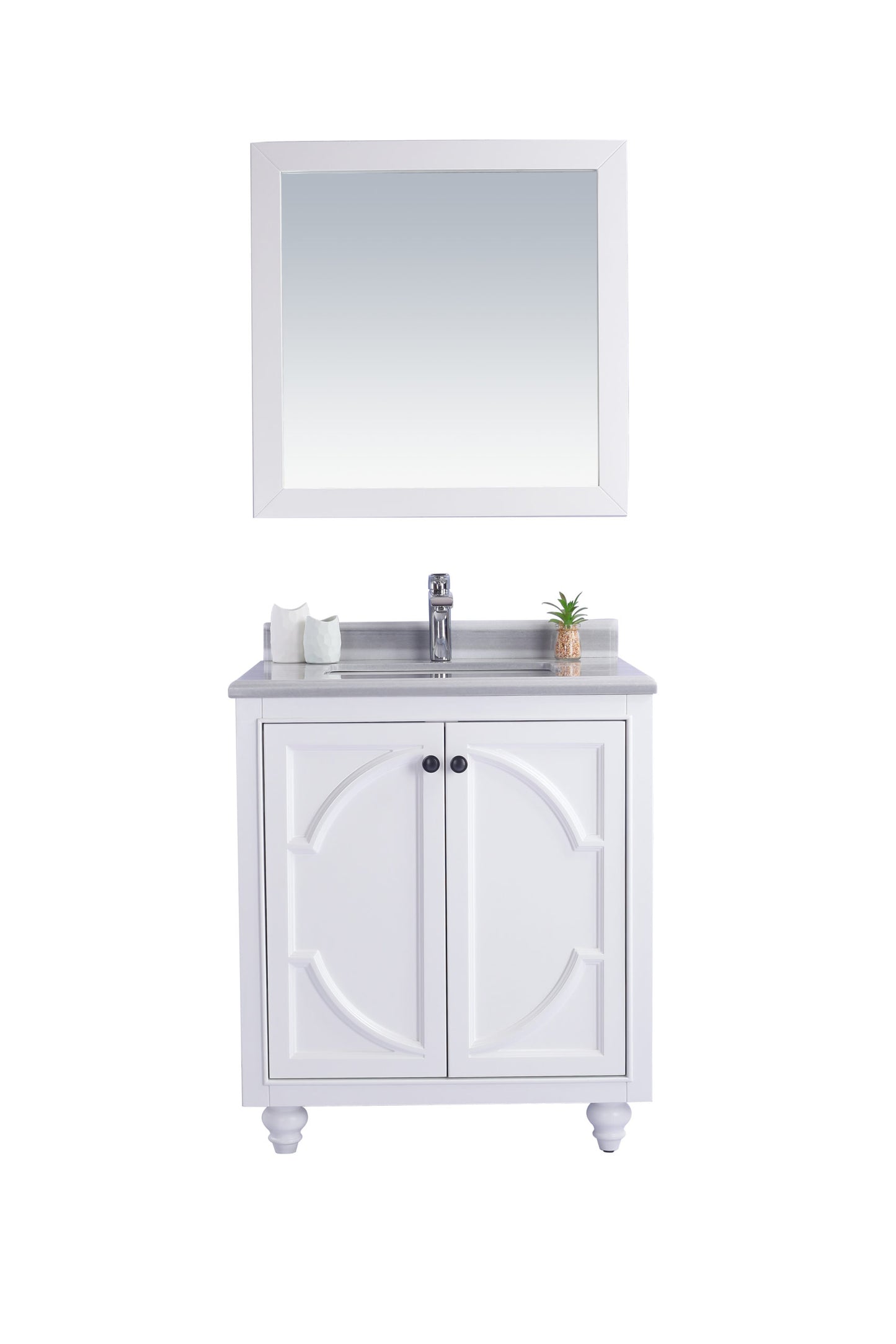 Laviva - Odyssey 30" White Bathroom Vanity with White Stripes Marble Countertop