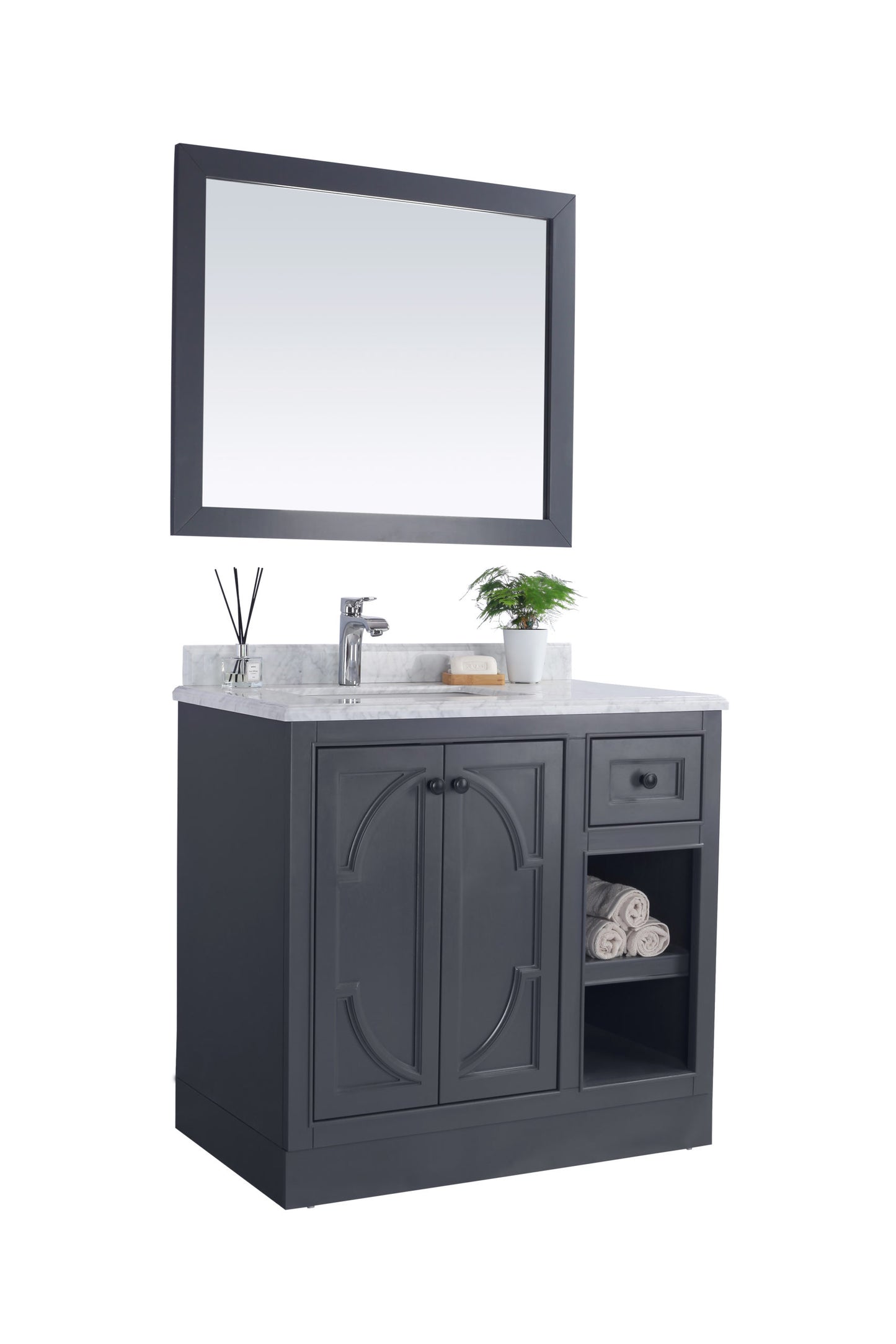 Laviva - Odyssey 36" Maple Grey Bathroom Vanity with Black Wood Marble Countertop