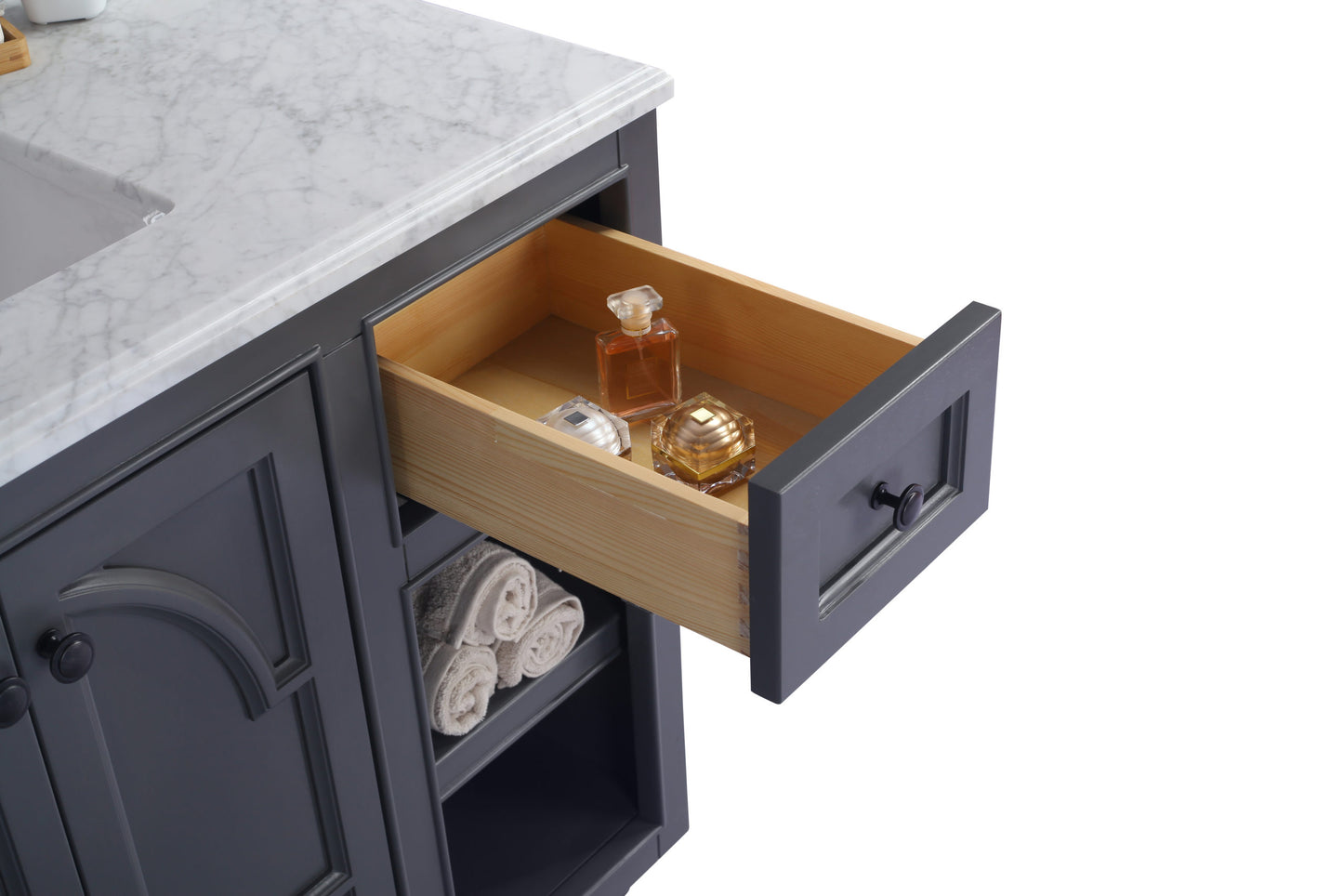 Laviva - Odyssey 36" Maple Grey Bathroom Vanity with Matte Black VIVA Stone Solid Surface Countertop