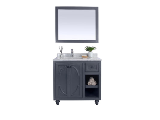 Laviva - Odyssey 36" Maple Grey Bathroom Vanity with White Carrara Marble Countertop