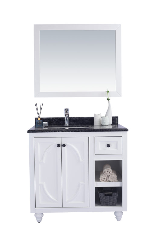 Laviva - Odyssey 36" White Bathroom Vanity with Black Wood Marble Countertop