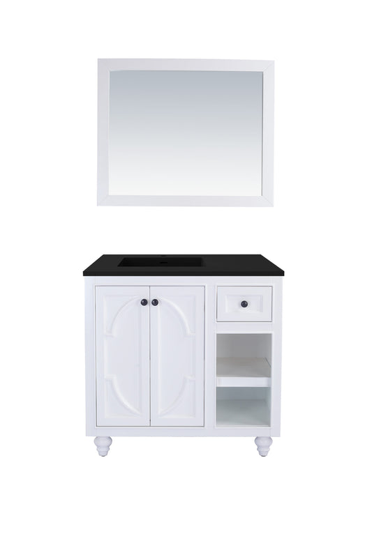 Laviva - Odyssey 36" White Bathroom Vanity with Matte Black VIVA Stone Solid Surface Countertop