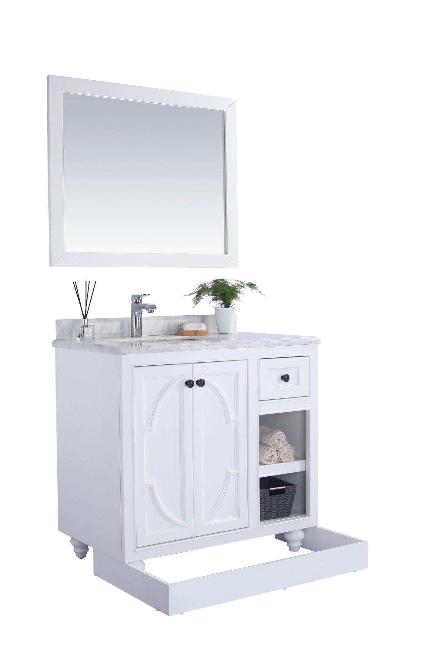 Laviva - Odyssey 36" White Bathroom Vanity with Matte Black VIVA Stone Solid Surface Countertop