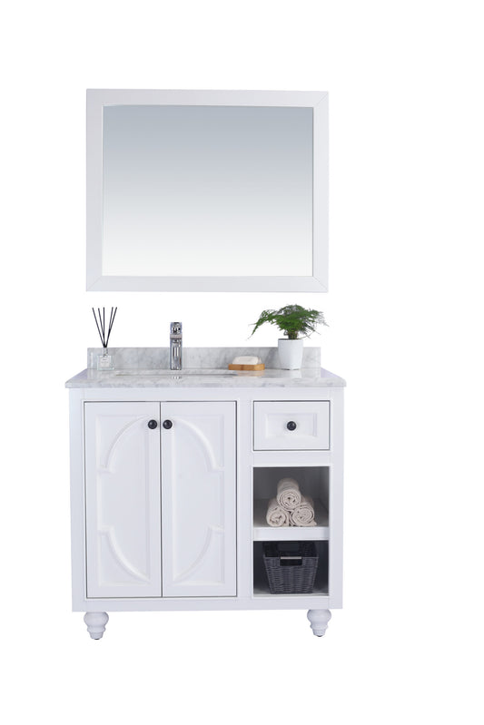 Laviva - Odyssey 36" White Bathroom Vanity with White Carrara Marble Countertop