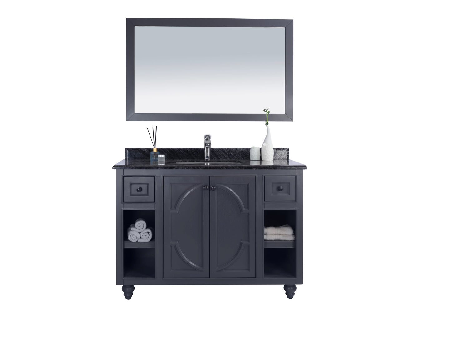 Laviva - Odyssey 48" Maple Grey Bathroom Vanity with Black Wood Marble Countertop