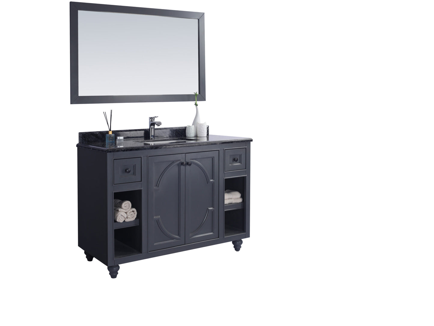 Laviva - Odyssey 48" Maple Grey Bathroom Vanity with Black Wood Marble Countertop