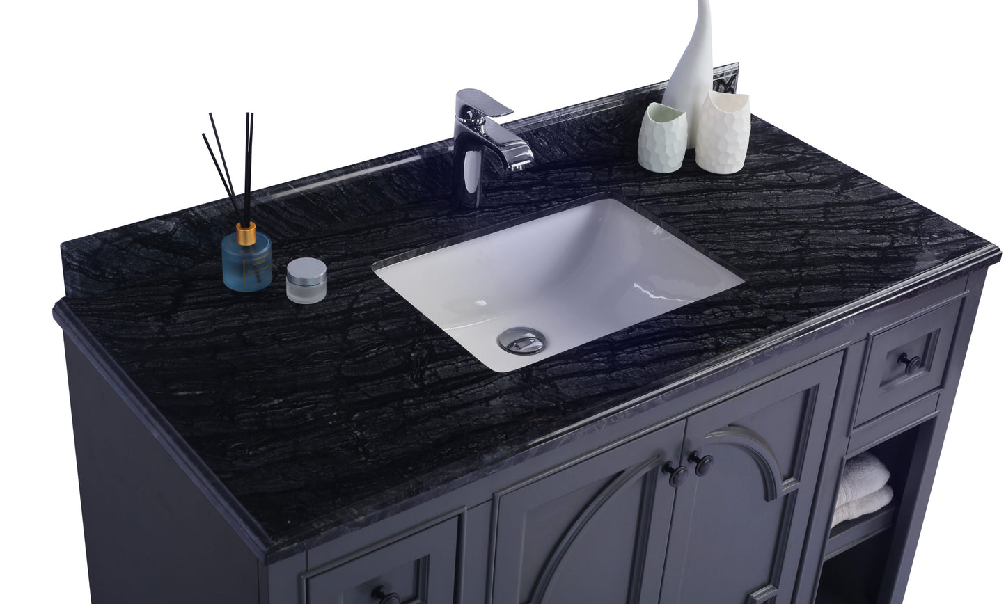 Laviva - Odyssey 48" Maple Grey Bathroom Vanity with Black Wood Marble Countertop