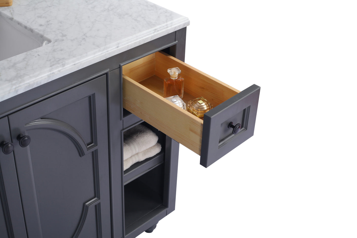 Laviva - Odyssey 48" Maple Grey Bathroom Vanity with Black Wood Marble Countertop