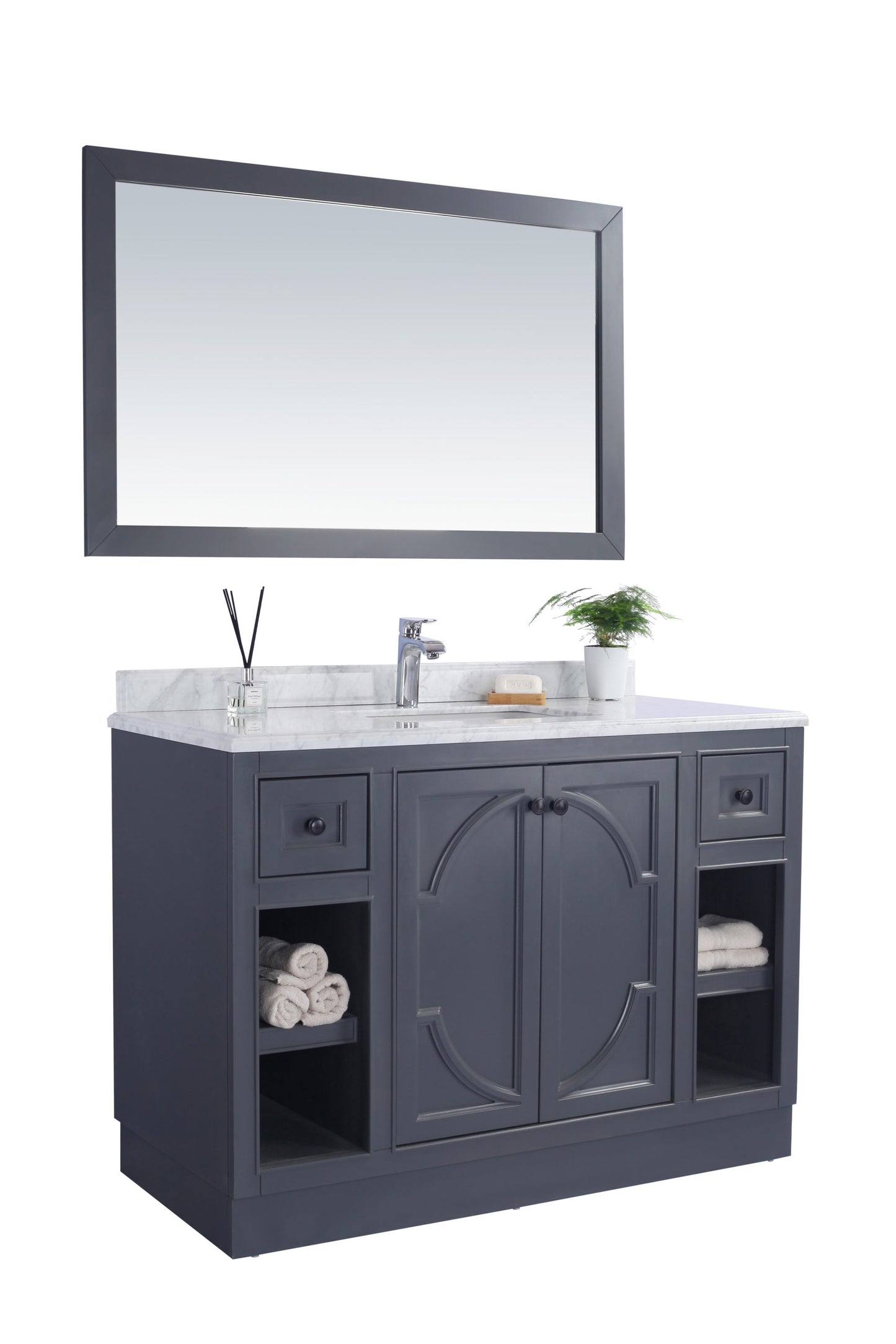 Laviva - Odyssey 48" Maple Grey Bathroom Vanity with Black Wood Marble Countertop