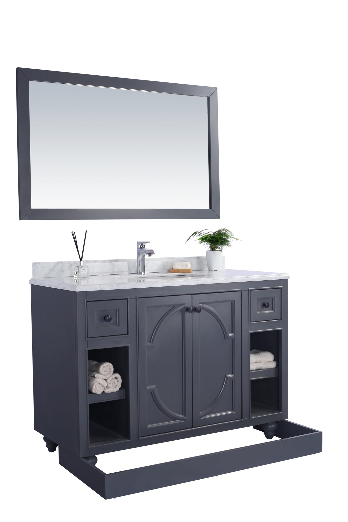 Laviva - Odyssey 48" Maple Grey Bathroom Vanity with Matte White VIVA Stone Solid Surface Countertop