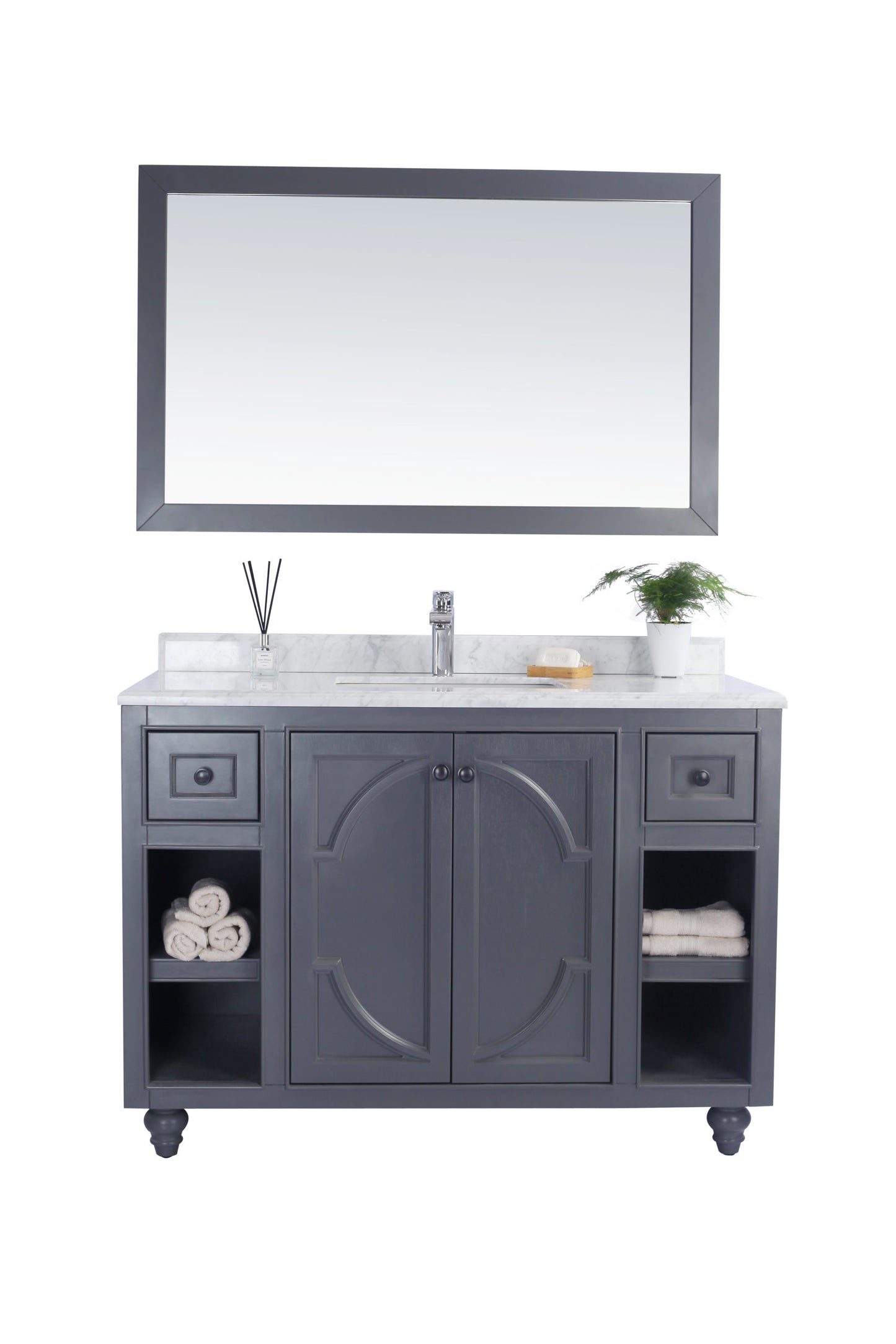 Laviva - Odyssey 48" Maple Grey Bathroom Vanity with White Carrara Marble Countertop