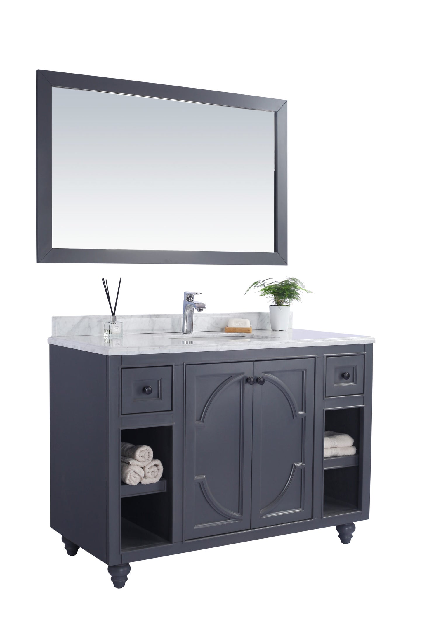 Laviva - Odyssey 48" Maple Grey Bathroom Vanity with White Carrara Marble Countertop