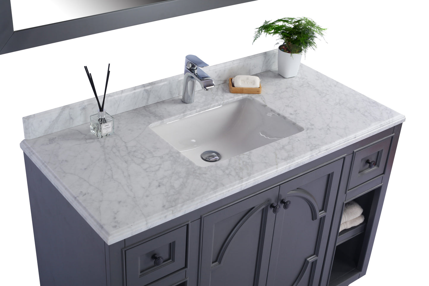 Laviva - Odyssey 48" Maple Grey Bathroom Vanity with White Carrara Marble Countertop