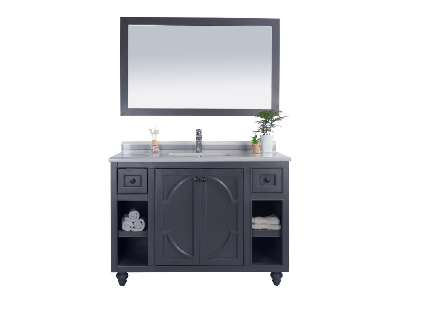 Laviva - Odyssey 48" Maple Grey Bathroom Vanity with White Stripes Marble Countertop