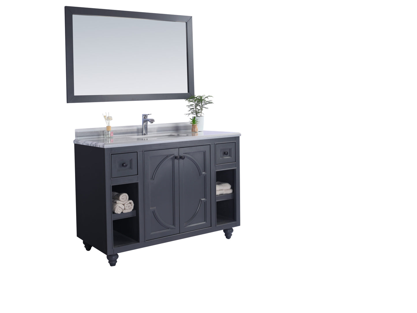 Laviva - Odyssey 48" Maple Grey Bathroom Vanity with White Stripes Marble Countertop