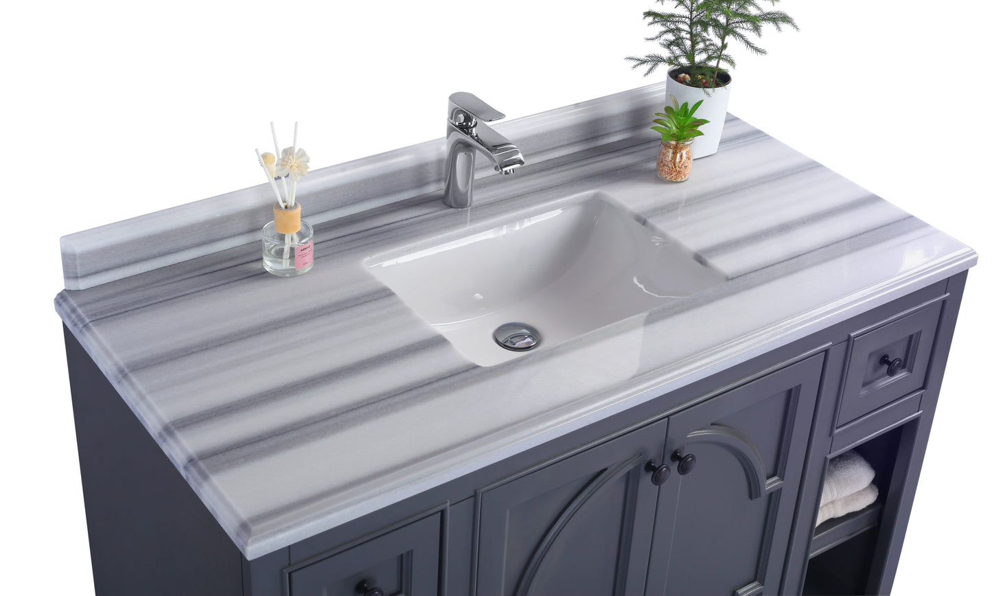 Laviva - Odyssey 48" Maple Grey Bathroom Vanity with White Stripes Marble Countertop