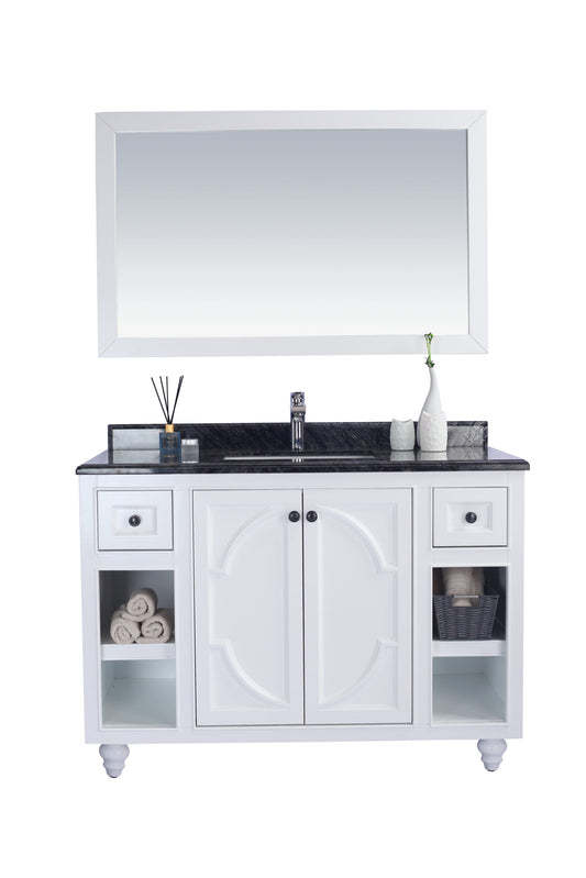 Laviva - Odyssey 48" White Bathroom Vanity with Black Wood Marble Countertop