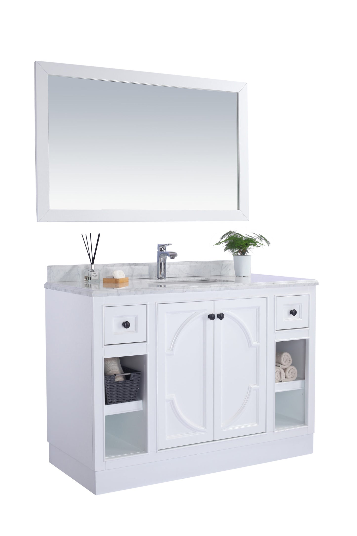 Laviva - Odyssey 48" White Bathroom Vanity with Black Wood Marble Countertop