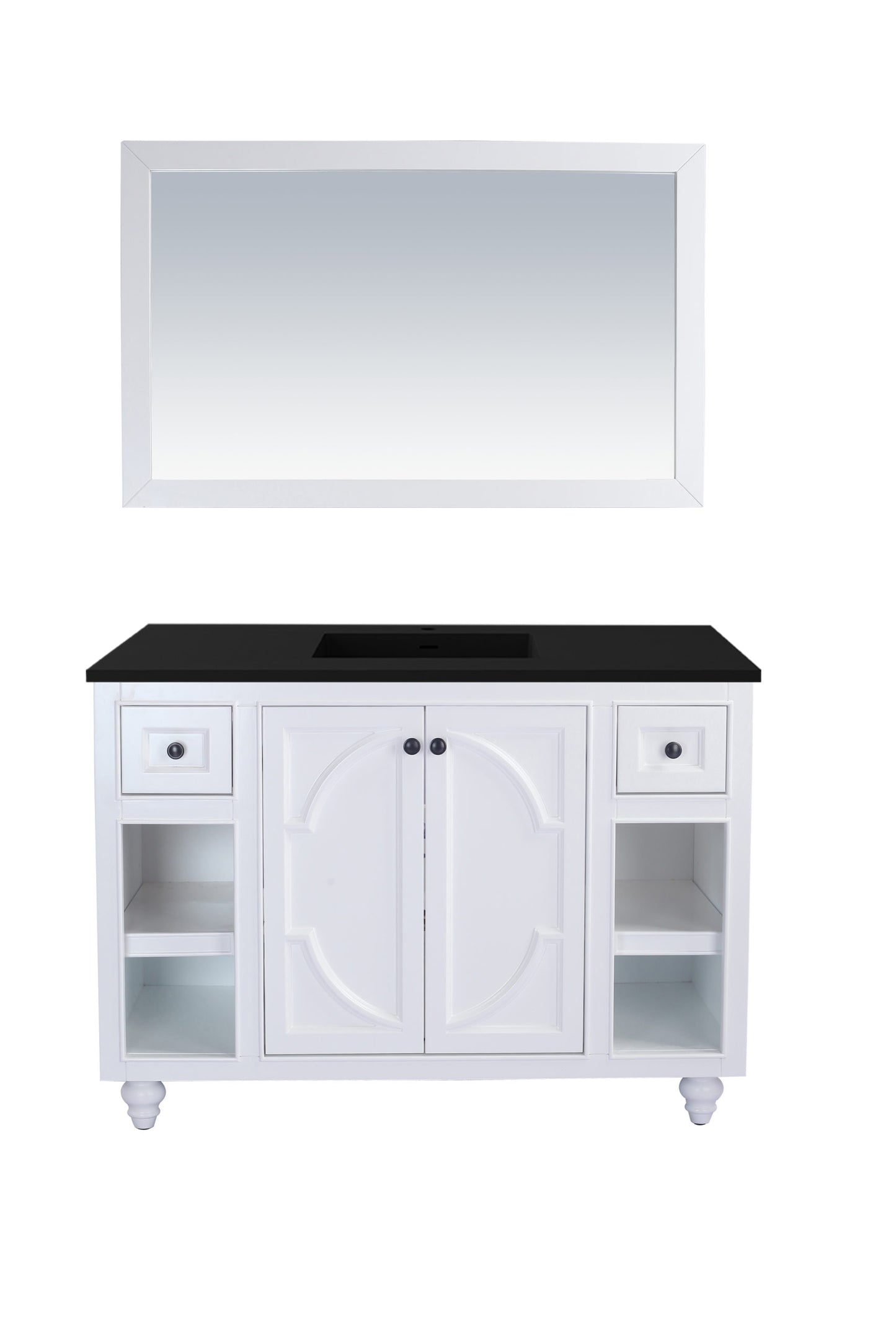 Laviva - Odyssey 48" White Bathroom Vanity with Matte Black VIVA Stone Solid Surface Countertop