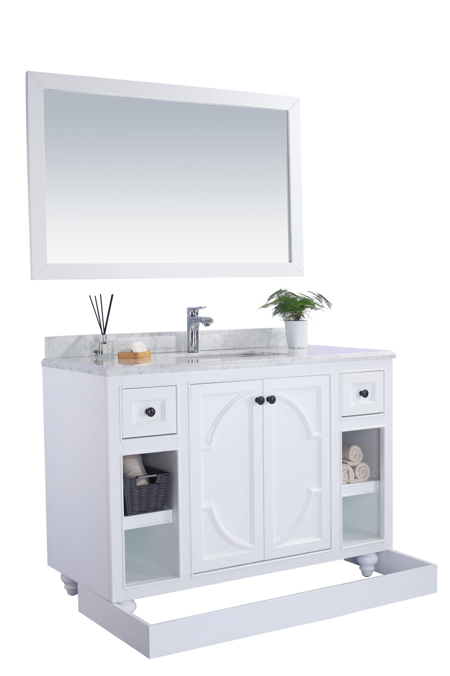 Laviva - Odyssey 48" White Bathroom Vanity with Matte Black VIVA Stone Solid Surface Countertop