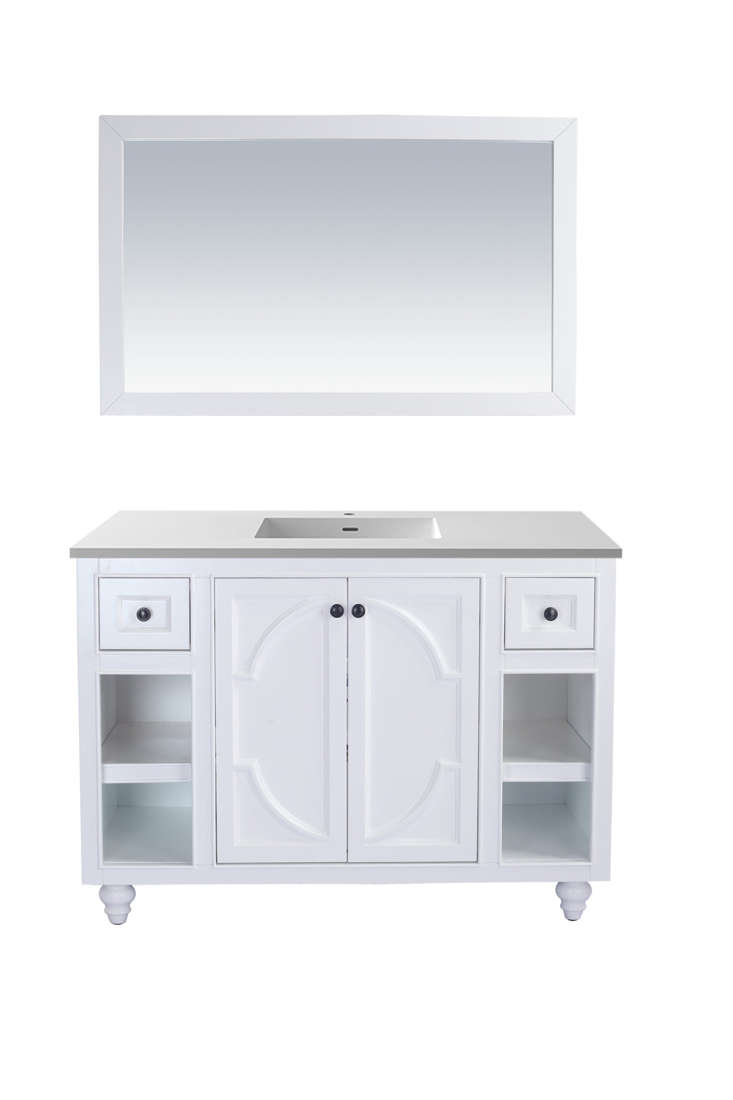 Laviva - Odyssey 48" White Bathroom Vanity with Matte White VIVA Stone Solid Surface Countertop