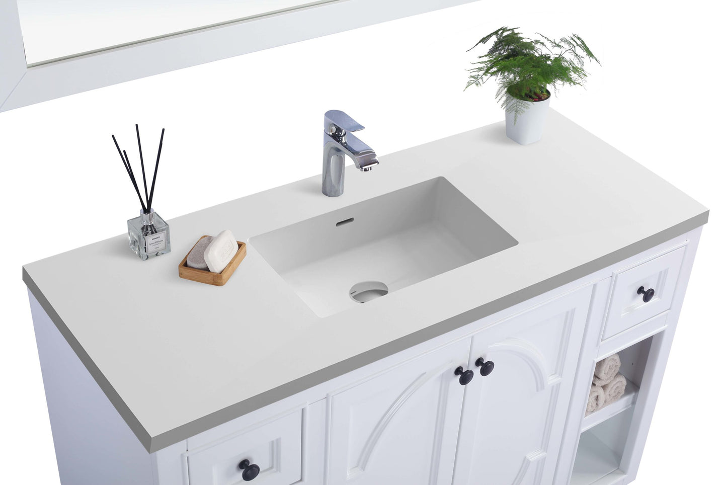 Laviva - Odyssey 48" White Bathroom Vanity with Matte White VIVA Stone Solid Surface Countertop