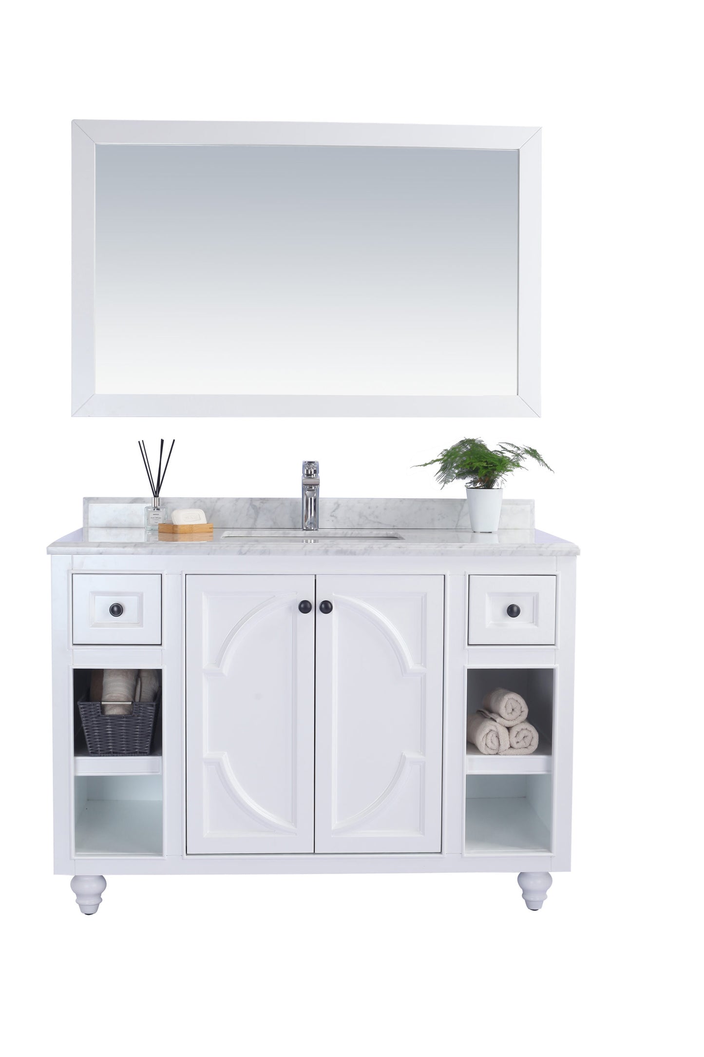 Laviva - Odyssey 48" White Bathroom Vanity with White Carrara Marble Countertop