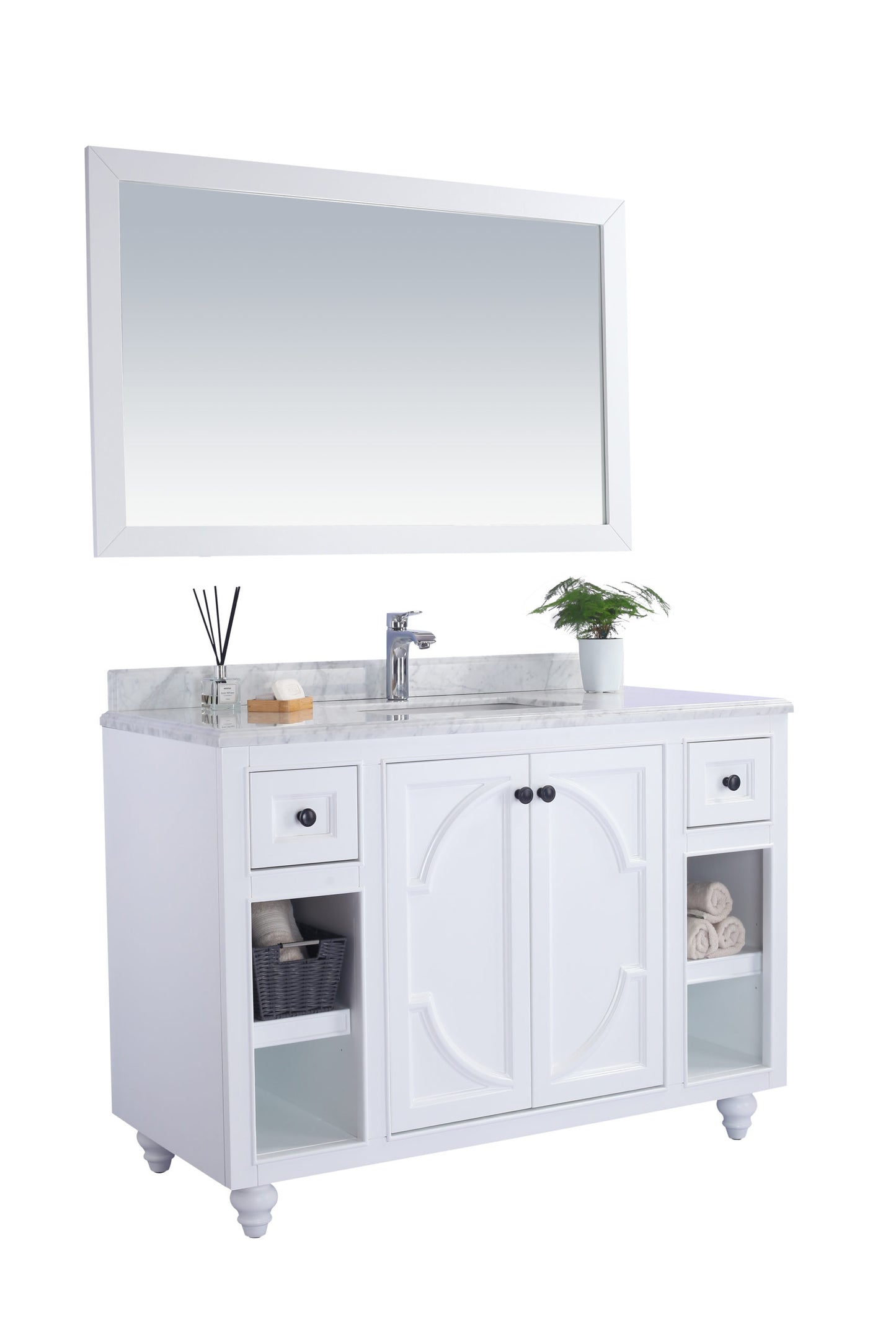 Laviva - Odyssey 48" White Bathroom Vanity with White Carrara Marble Countertop