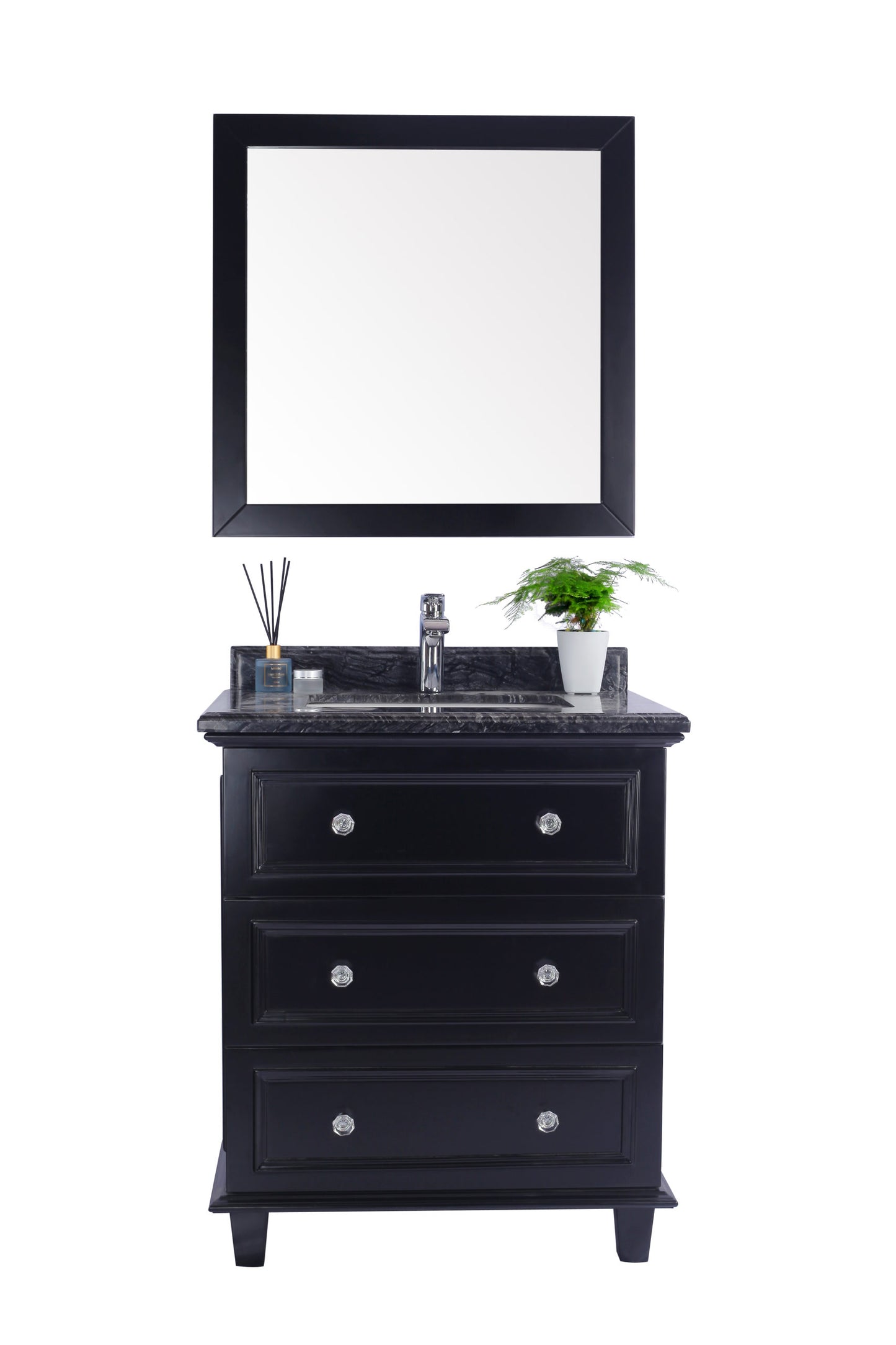 Laviva - Luna 30" Espresso Bathroom Vanity with Black Wood Marble Countertop