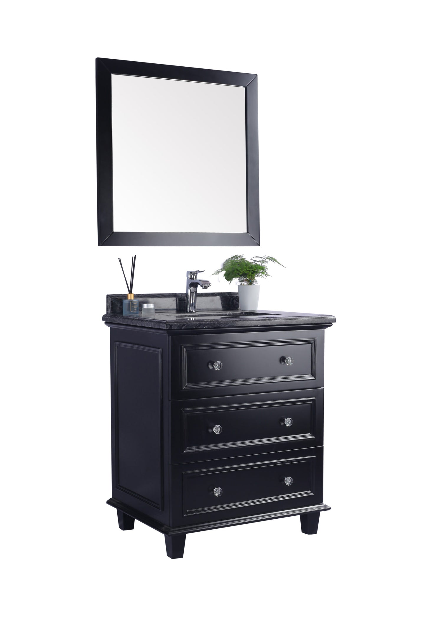 Laviva - Luna 30" Espresso Bathroom Vanity with Black Wood Marble Countertop