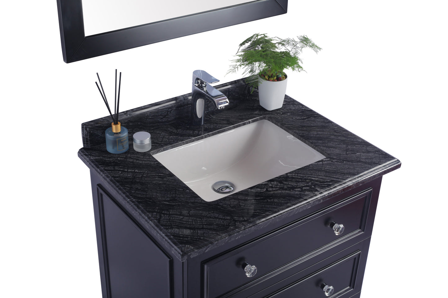 Laviva - Luna 30" Espresso Bathroom Vanity with Black Wood Marble Countertop