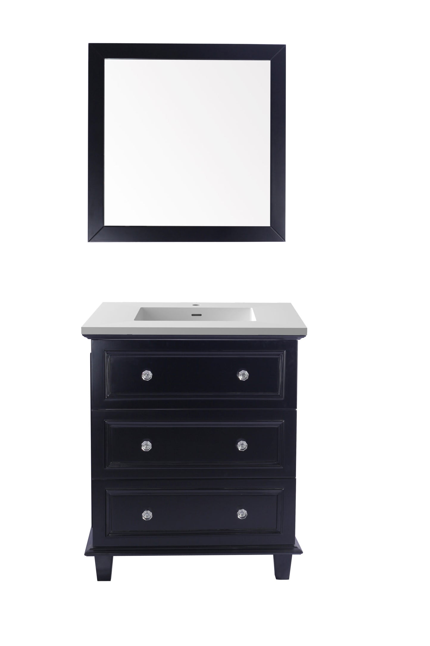 Laviva - Luna 30" Espresso Bathroom Vanity with Matte White VIVA Stone Solid Surface Countertop