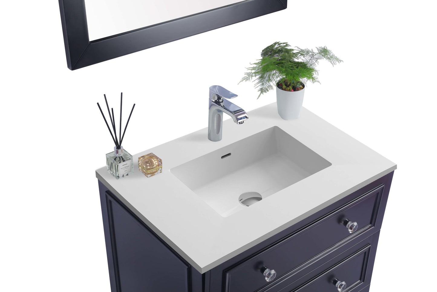 Laviva - Luna 30" Espresso Bathroom Vanity with Matte White VIVA Stone Solid Surface Countertop