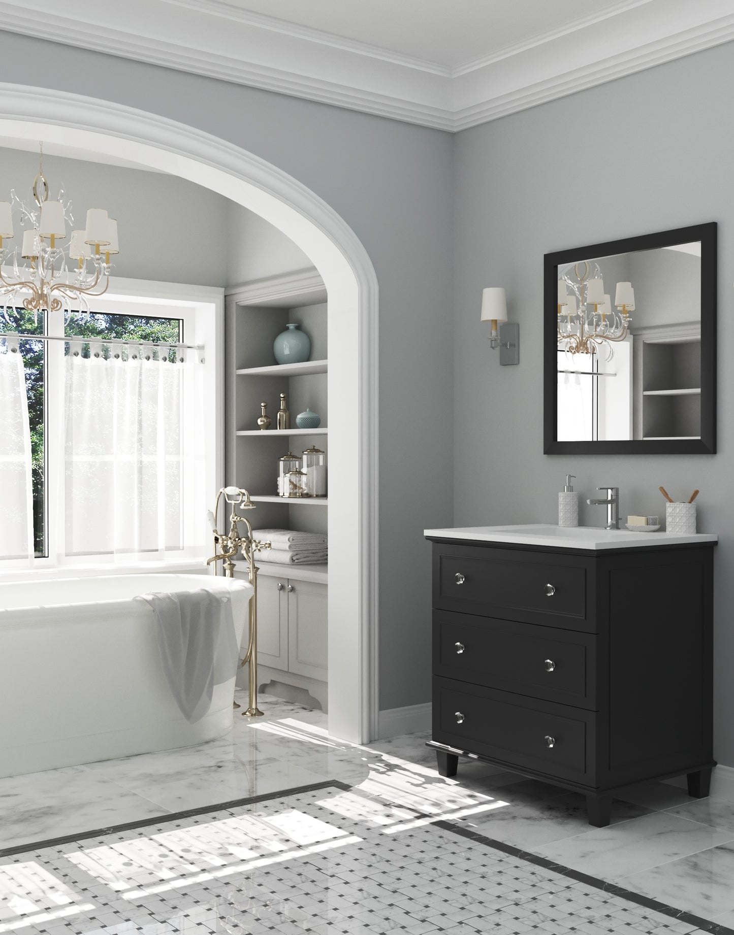 Laviva - Luna 30" Espresso Bathroom Vanity with Matte White VIVA Stone Solid Surface Countertop