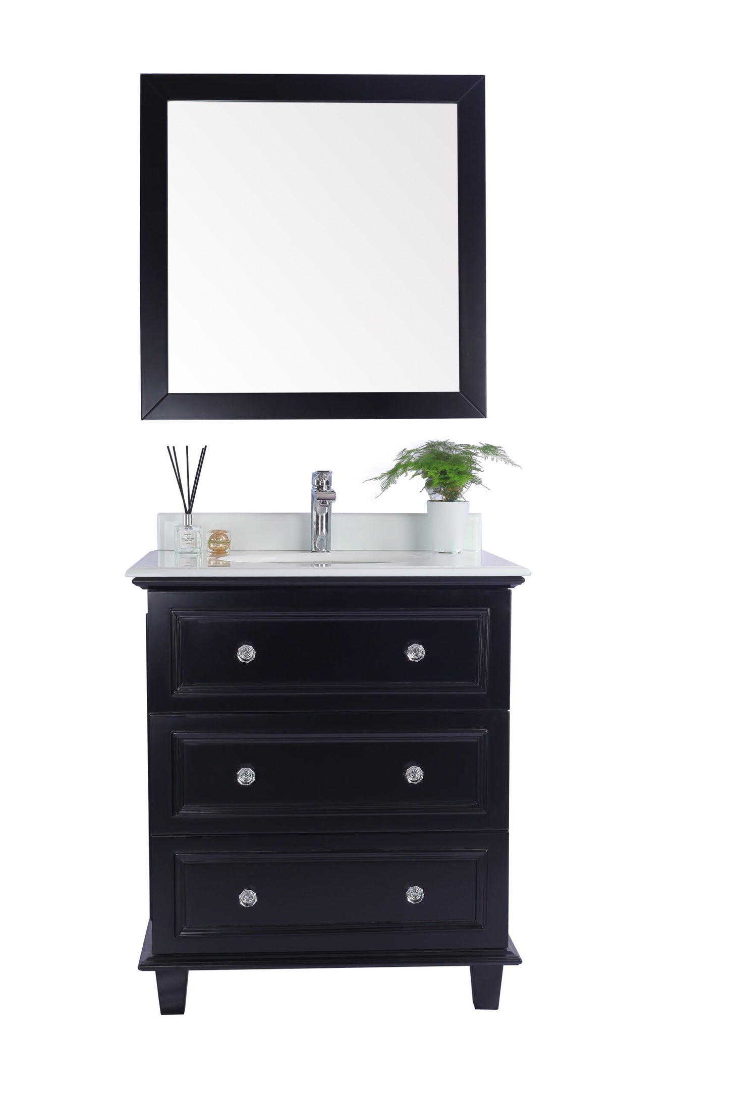 Laviva - Luna 30" Espresso Bathroom Vanity with Pure White Phoenix Stone Countertop