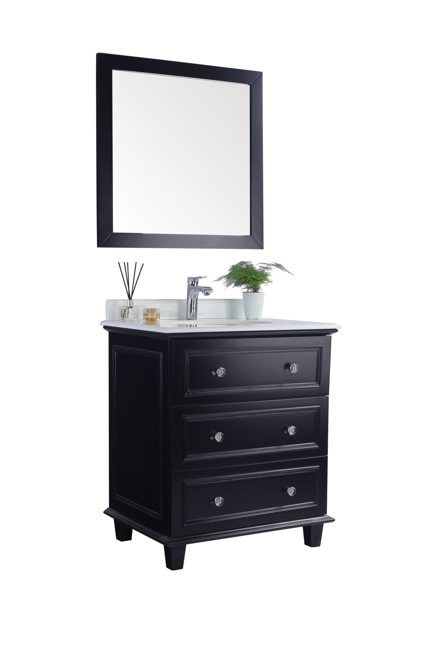 Laviva - Luna 30" Espresso Bathroom Vanity with Pure White Phoenix Stone Countertop