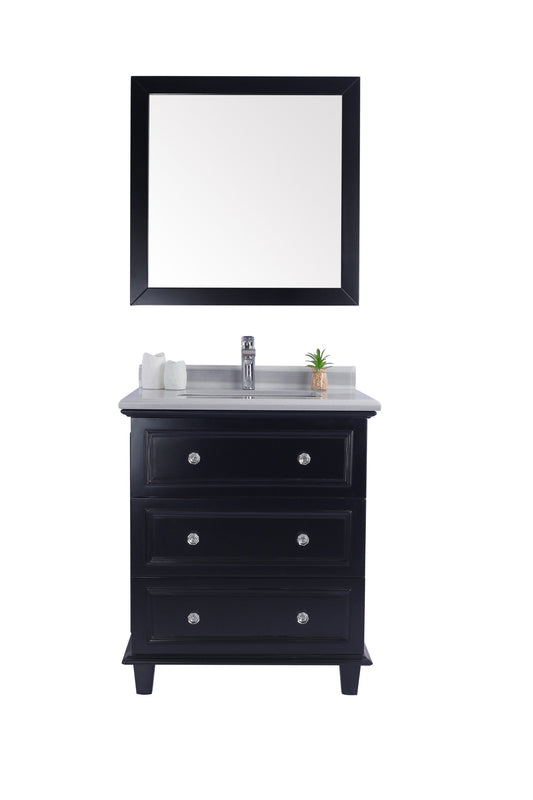 Laviva - Luna 30" Espresso Bathroom Vanity with White Stripes Marble Countertop