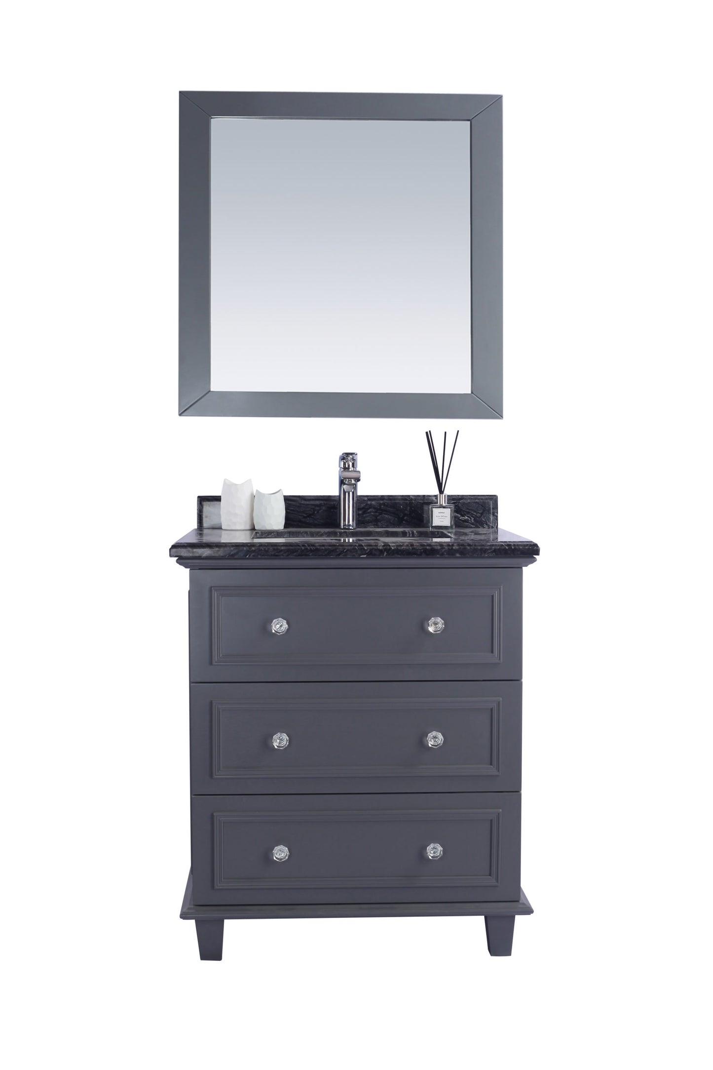 Laviva - Luna 30" Maple Grey Bathroom Vanity with Black Wood Marble Countertop