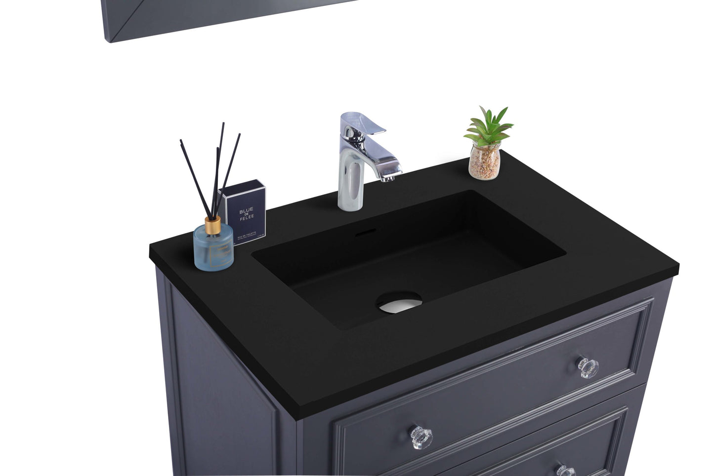 Laviva - Luna 30" Maple Grey Bathroom Vanity with Matte Black VIVA Stone Solid Surface Countertop