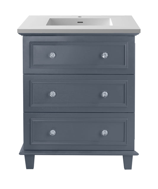 Laviva - Luna 30" Maple Grey Bathroom Vanity with Matte White VIVA Stone Solid Surface Countertop