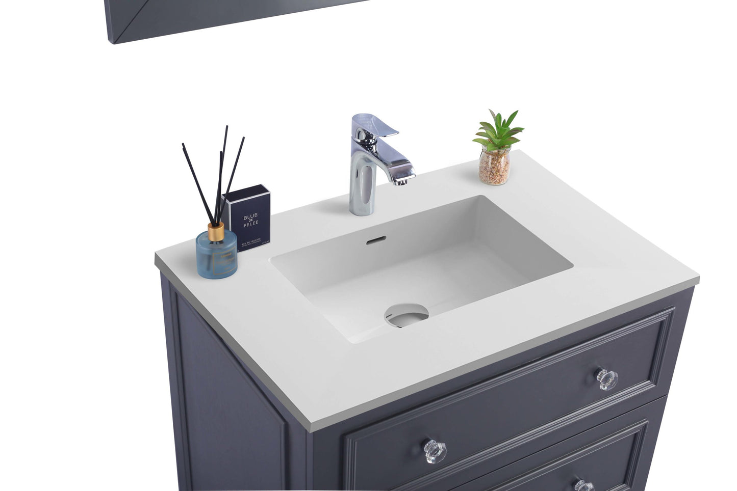 Laviva - Luna 30" Maple Grey Bathroom Vanity with Matte White VIVA Stone Solid Surface Countertop