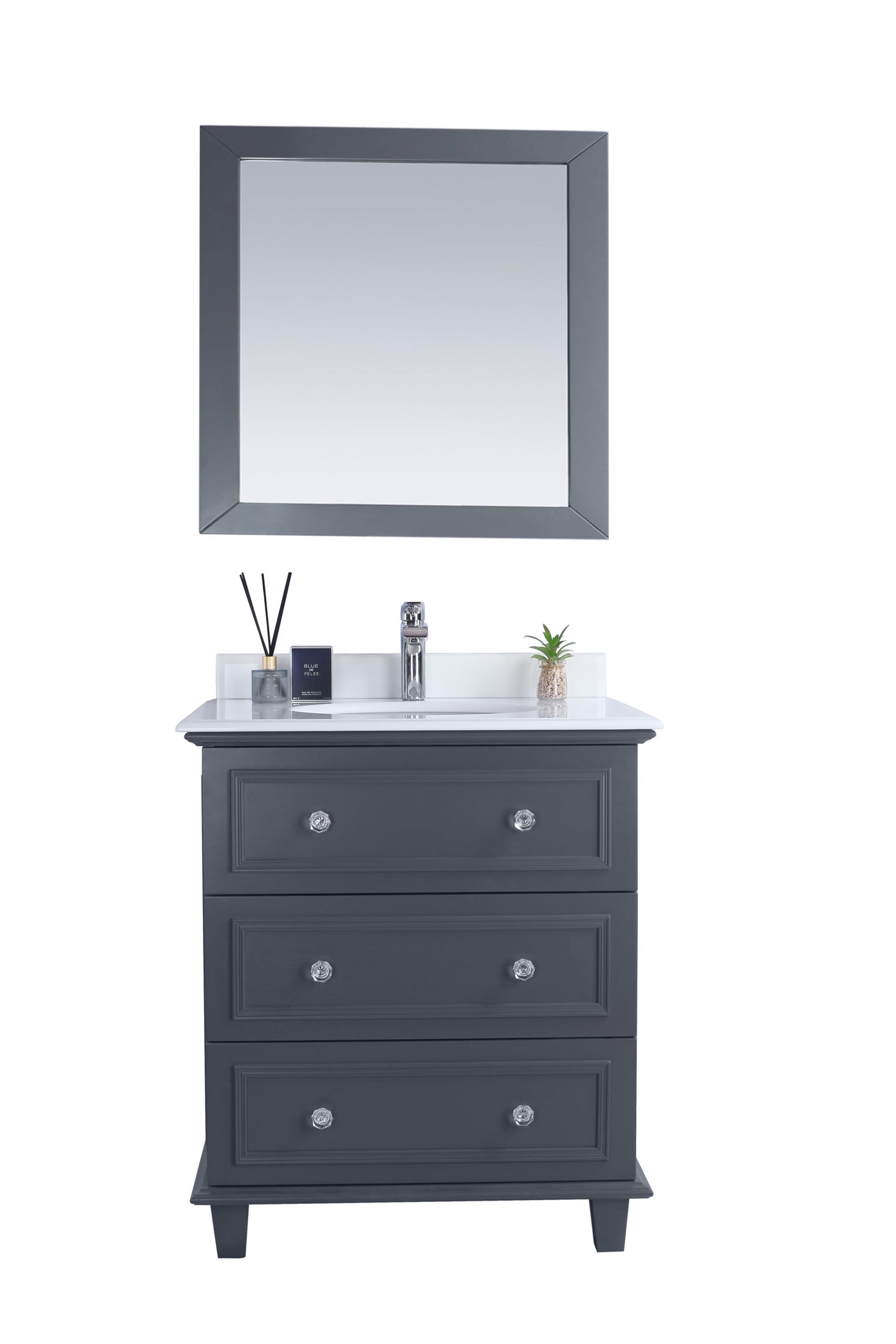 Laviva - Luna 30" Maple Grey Bathroom Vanity with Pure White Phoenix Stone Countertop