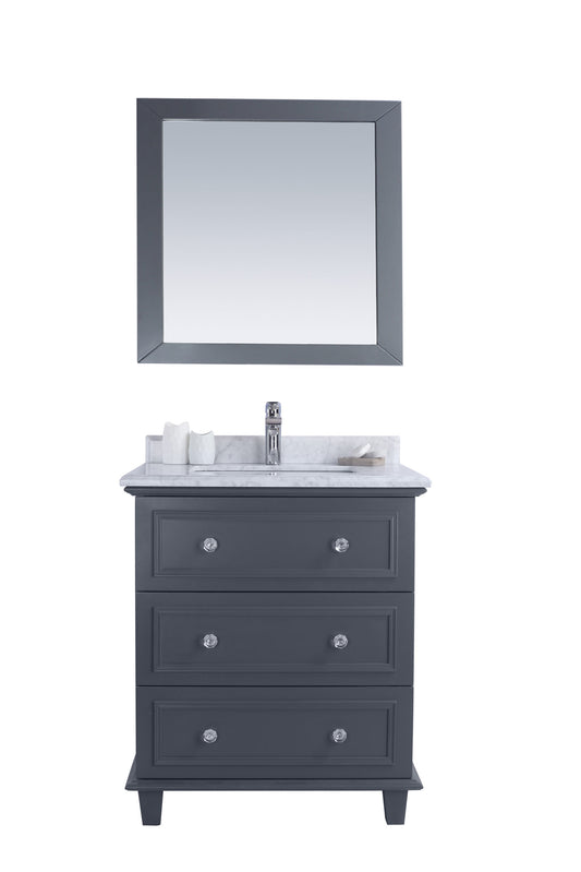 Laviva - Luna 30" Maple Grey Bathroom Vanity with White Carrara Marble Countertop