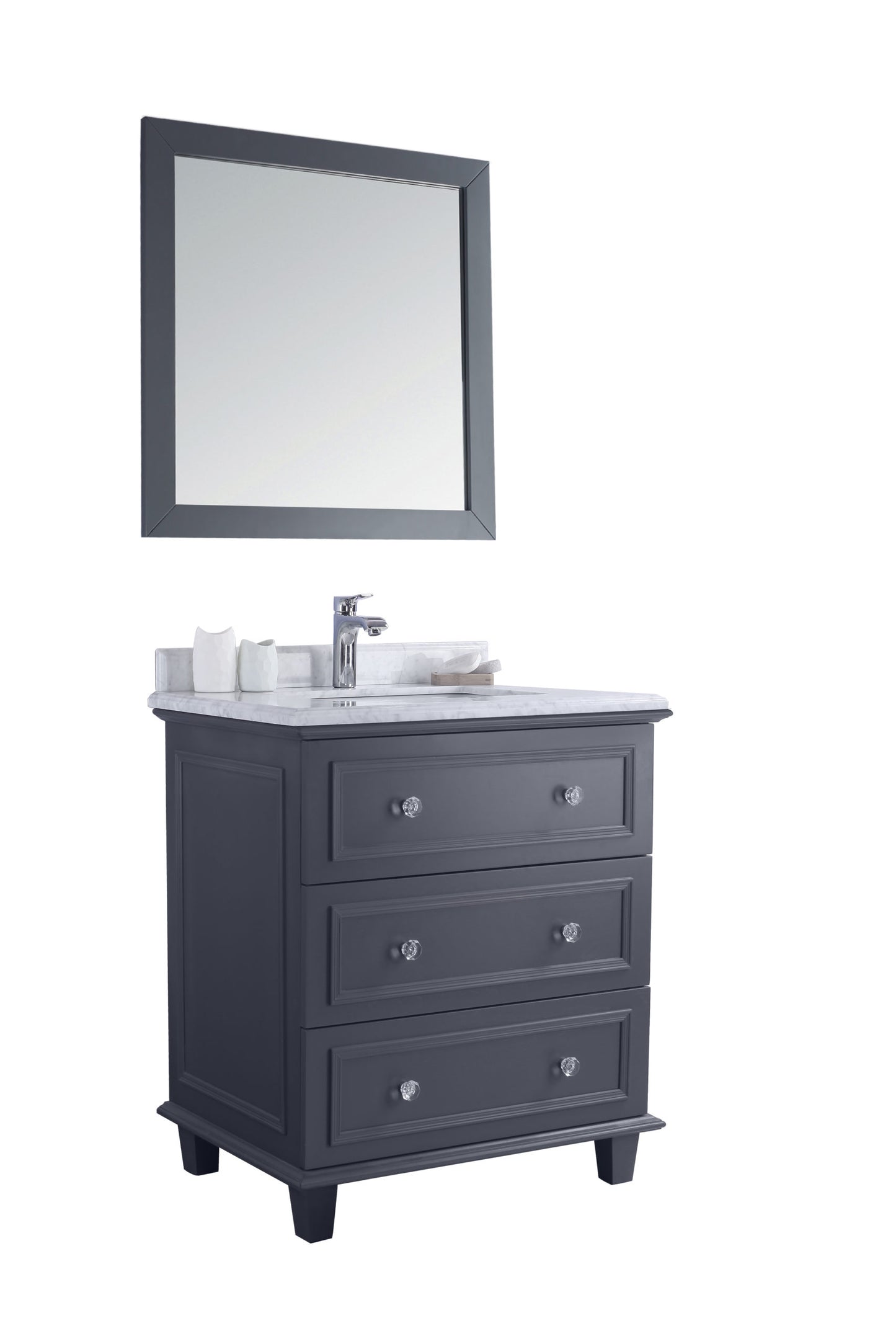 Laviva - Luna 30" Maple Grey Bathroom Vanity with White Carrara Marble Countertop