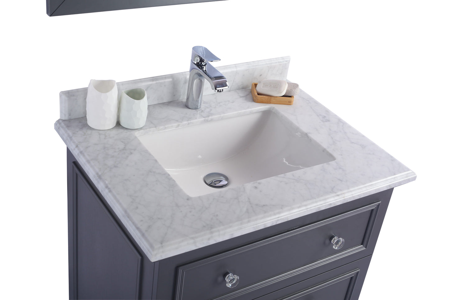 Laviva - Luna 30" Maple Grey Bathroom Vanity with White Carrara Marble Countertop