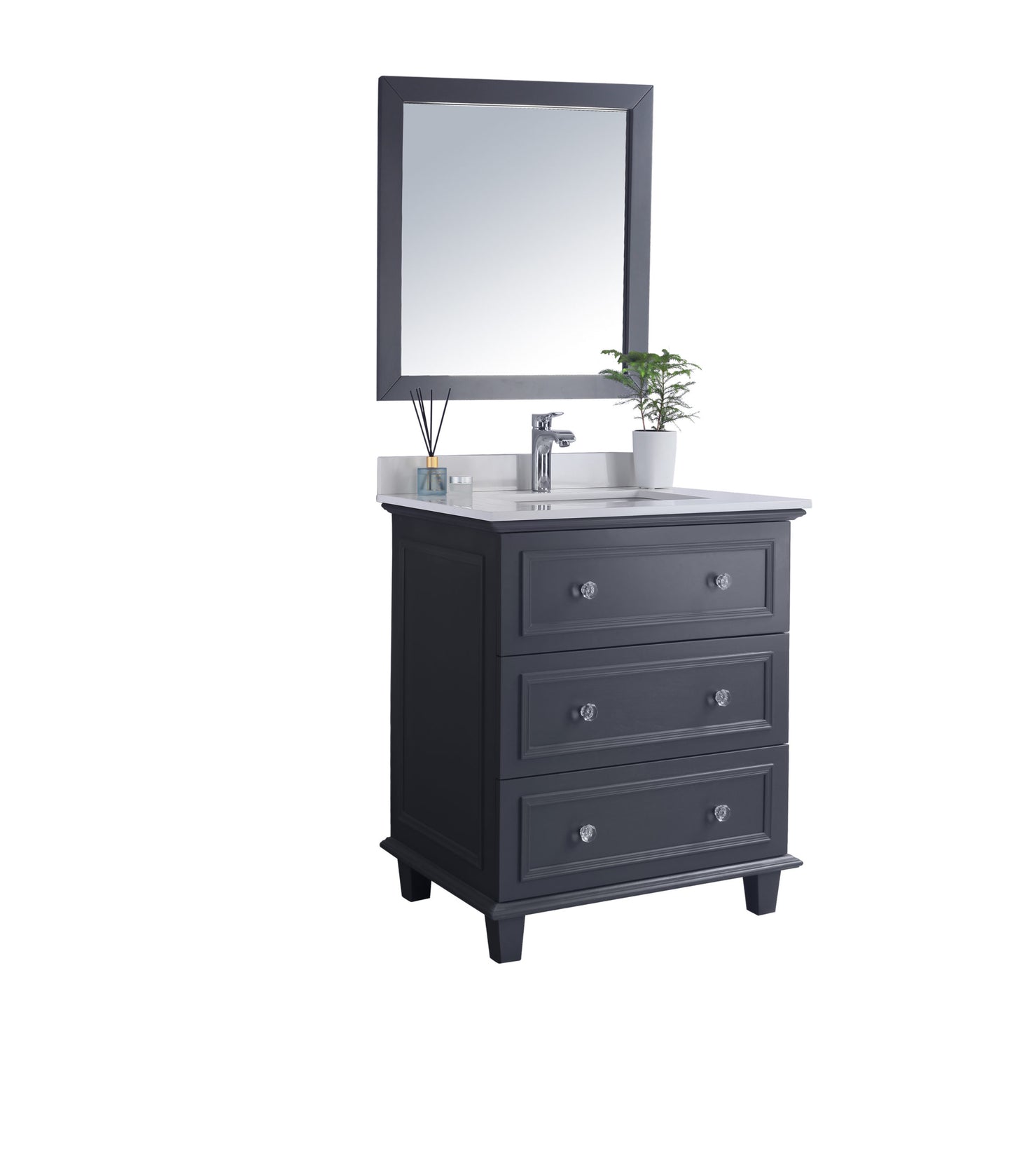 Laviva - Luna 30" Maple Grey Bathroom Vanity with White Quartz Countertop