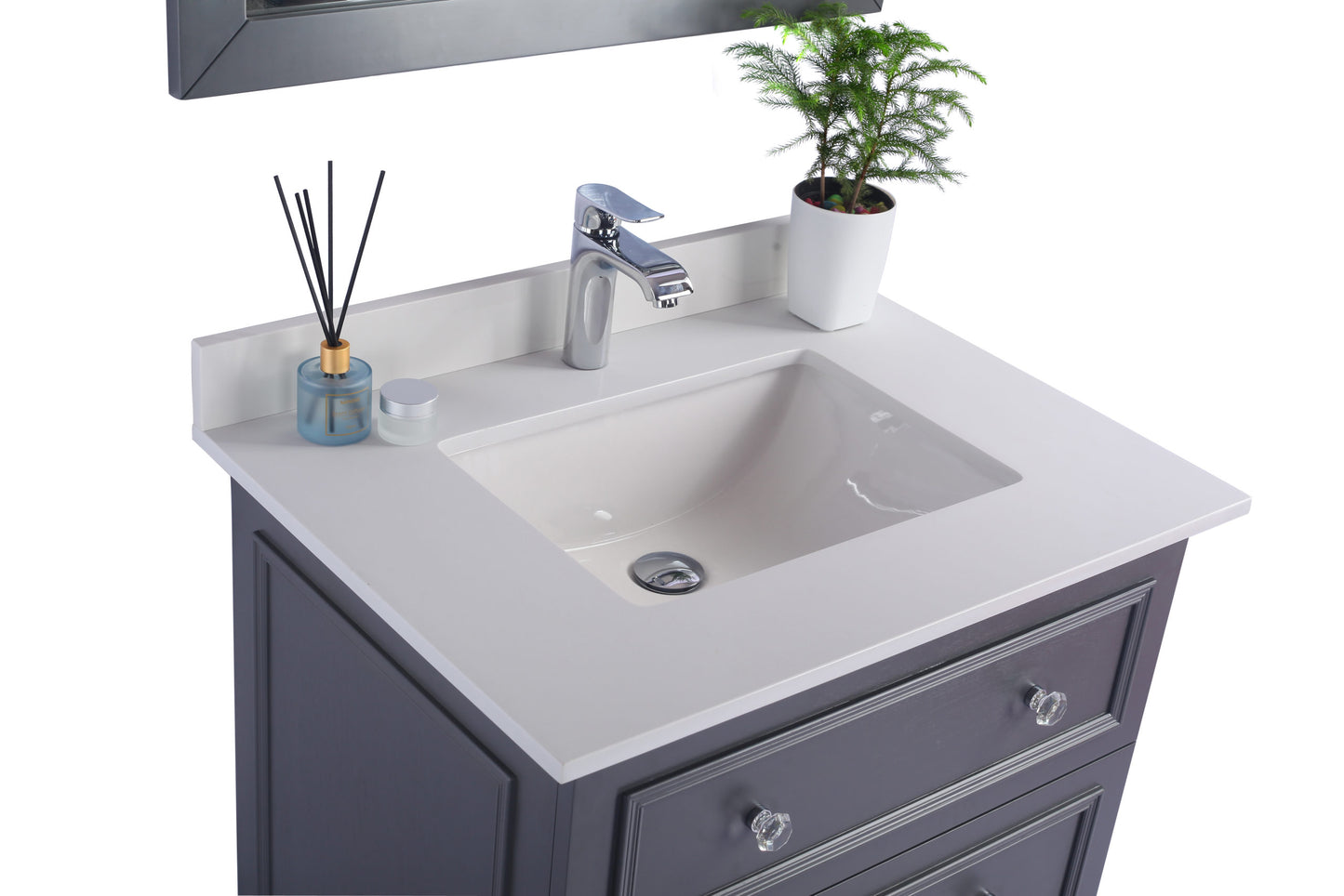 Laviva - Luna 30" Maple Grey Bathroom Vanity with White Quartz Countertop