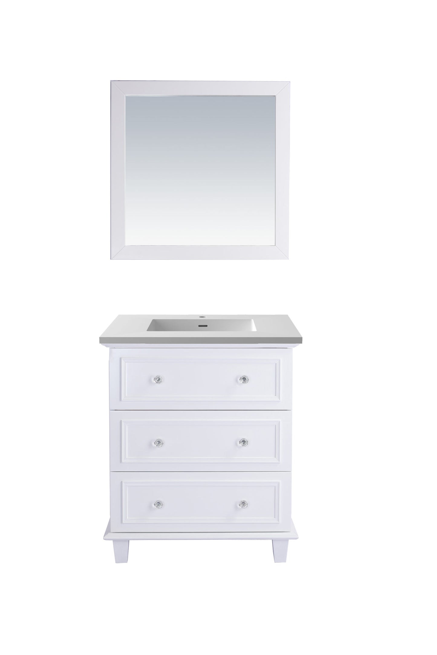 Laviva - Luna 30" White Bathroom Vanity with Matte White VIVA Stone Solid Surface Countertop