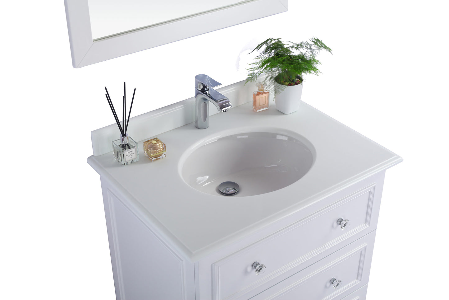 Laviva - Luna 30" White Bathroom Vanity with Pure White Phoenix Stone Countertop