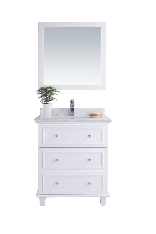 Laviva - Luna 30" White Bathroom Vanity with White Carrara Marble Countertop